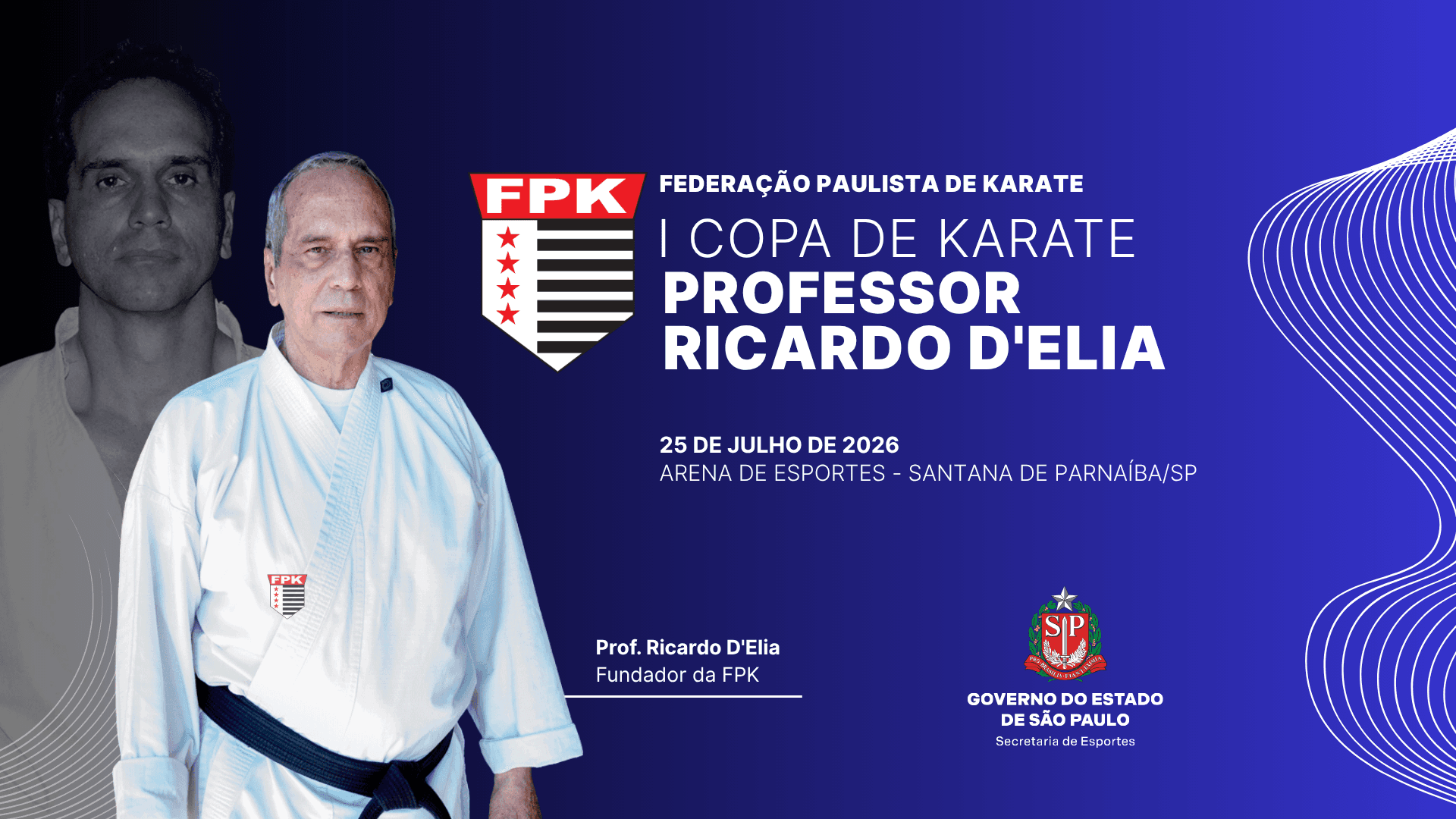 Banner do evento I Copa Professor Ricardo D'Elia (Estilos, Universitário e Kumite)